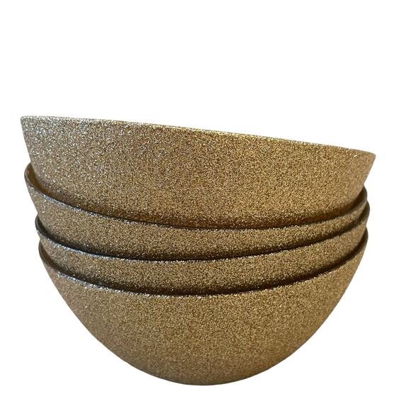 Akcam In Dinnerware Bowls for sale | eBay Akcam Turkish Glass Salad Bowls Set of 4 GOLD GLITTER 6in Holiday Sparkle New